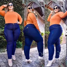 Calça Jeans Feminina Plus Size Kit Com 2 Unidades