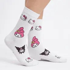 Meia Infantil Kuromi  My Melody  Hello Kitty Menina Cano Médio Algodão Kawaii Geek Personage Coreana Harajuku dive