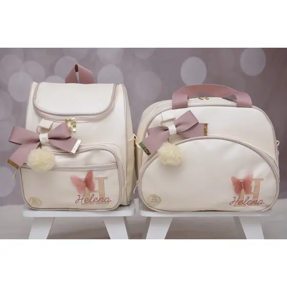 Kit Bolsa Maternidade Personalizado Luxo 2 Peças Mala + Mochila Multifuncional Térmico Impermeável
