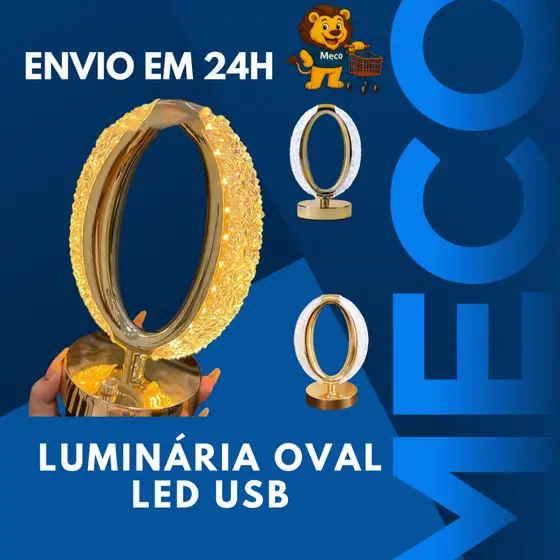 Luminária Touch Oval Moderna Adaptável 3Modos Quarto Mesa Sem Fio Led Recarregável Abajur Iluminação