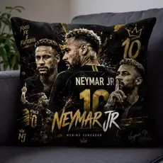 Capa de Almofada Neymar Jr 45x45 Decorativa Futebol Estampada Com Zíper Presente para Fãs