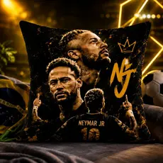 KIT Capa de Almofada Neymar Jr 45x45 Decorativa Futebol Estampa Premium com Zíper Invisível