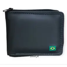 Carteira Masculina grande porta cartão  Couro ecológico, Grande Com Fecho De Zíper