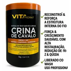 Creme Crina de Cavalo Cresce Cabelo Saudável VitaHidrat 1kg