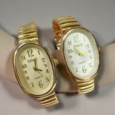 [OV01]Relógio Feminino Com Mostrador Oval-Design Inspiração Pulseira Elástico Feminina Quartz