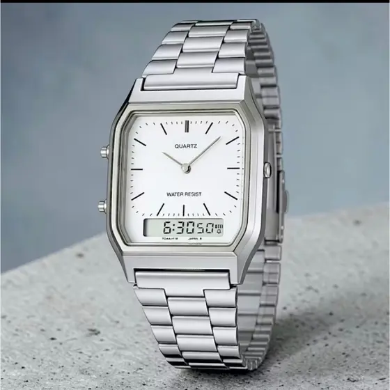 [280] Relógio Feminino Digital Analogico MINI pulseira aço lindo pequeno