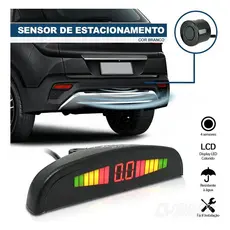 Sensor De Ré Estacionamento Display Sonoro 4 Sensores Preto