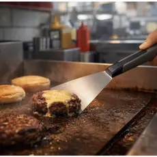 Espátula De Inox Reta Para Chapa Cozinha Lanche Hamburgue Profissional
