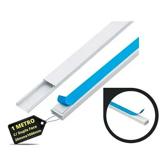 1M Canaleta PVC 20x10mm Dupla Face Ilumi