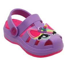 Babuche Sandália Infantil Menina Plugt EVA Unicórnio Confortável Antiderrapante Lilás Rosa Pink
