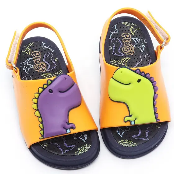 Sandália Infantil Plugt Menino Dinossauro Confortável Original Antiderrapante Tiras seguras