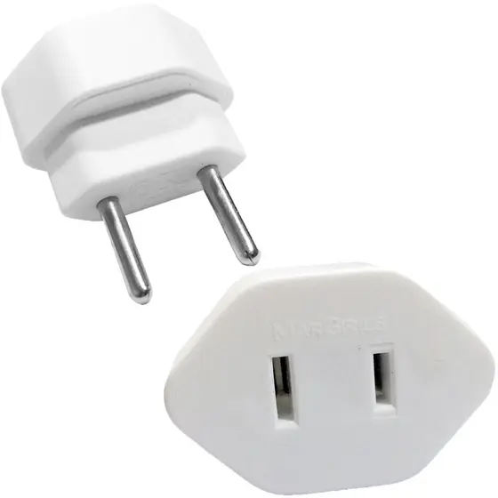 2 Adaptador 2 Pinos 10a Chato Americano P/ Redondo Margirius