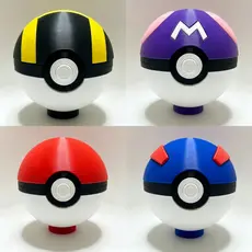 Pokébola Pokémon Magnética 3D PLA Premium | Abre e Fecha com Ímã | Clássica Great Ultra Master Ball 7cm e 9,5cm