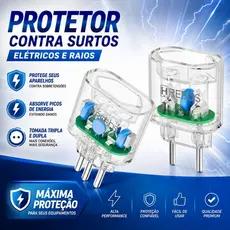 Protetor Contra Surtos Eletricos Raios DPS 20A 10A Tomada Tripla Dupla Energia