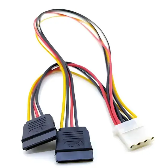 Kit 2 Cabos Y Adaptador de Energia - 1 IDE Molex para 2 SATA