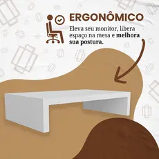 Suporte para Monitor MDF Elevador Notebook Organizador Mesa Gamer Escritório Ergonômico