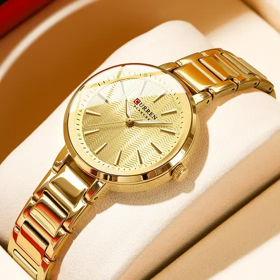 CURREN Relógios Femininos Moda Luxo Novo Lançamento Fino Relógio De Quartzo À Prova D'água 9109