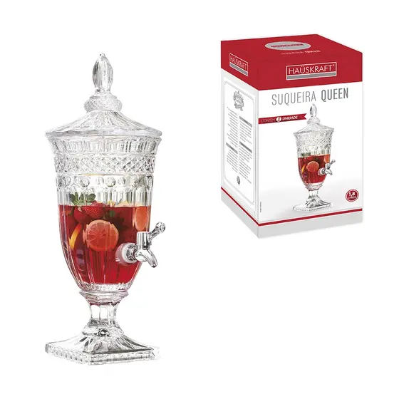 Suqueira Dispenser Bebidas Vidro Hauskraft 1.8l