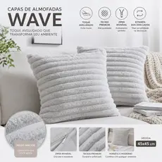 Kit 2 Capas De Almofadas Luxo Soft Wave Decoração Sofá Sala 45x45 - Novadecora
