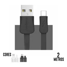 Cabo USB Tipo C Para Samsung Galaxy S8 S9 S10 S20 Note 10 Plus Note 20 A50 A51 A70 A71 A80 Motorola Moto Z G8 G9 One Vision Action Macro 2 Metros 2M