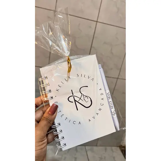 Caderneta Personalizada com Caneta | Lembrancinha para Clientes | Kit Personalizado para Loja ou Mimo