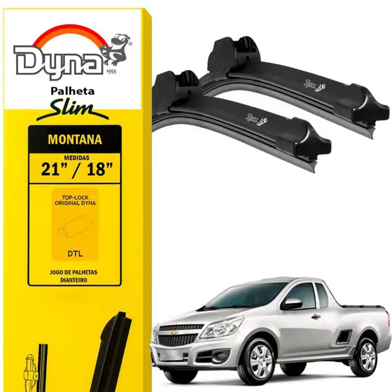 Jogo palheta parabrisa dianteiro Montana 2012 a 2019 Original Dyna Limpeza Precisa