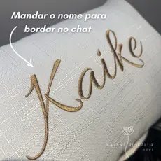 Almofada Com Enchimento Bordada Personalizada Nome Baguete 50x30 Linho Veludo Cama Posta