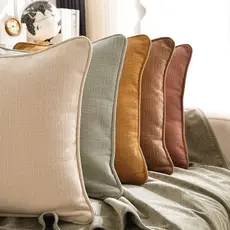 Almofada Decorativa 45x45 ou 50x50 Linho ou Veludo C Vivo Enchimento Sofá Cama