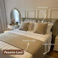Peseira Manta Veludo ou Linho Dupla Face Cama Casal Queen King Casa Decoração