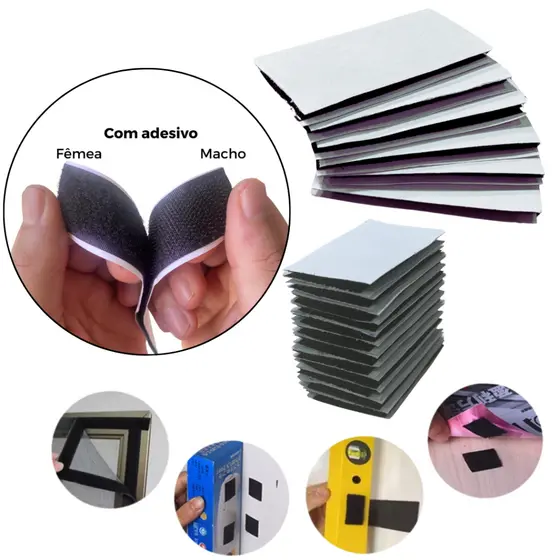 10 Unidades Tiras de Velcro Adesivo Macho e Fêmea 2,5cm (25mm) x 5cm - Fita de Fixação de Uso Geral Dupla Face em ambos
