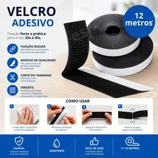 Velcro Adesivo 25mm Macho e Fêmea Extra Forte Fita Velcro Autocolante até 12 Metros Preto ou Branco Fecho de Contato