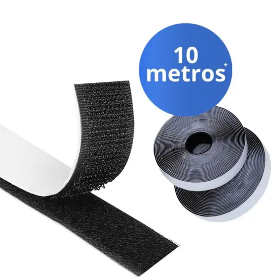 Velcro Adesivo Extra Forte 25mm de 1 a 10 metros Fecho de Contato Dupla Face Auto Colante