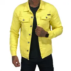 Jaqueta Sarja Jeans Masculina Com Elastano Destroyed Austin Club Casaco Jaqueta Amarela Premium
