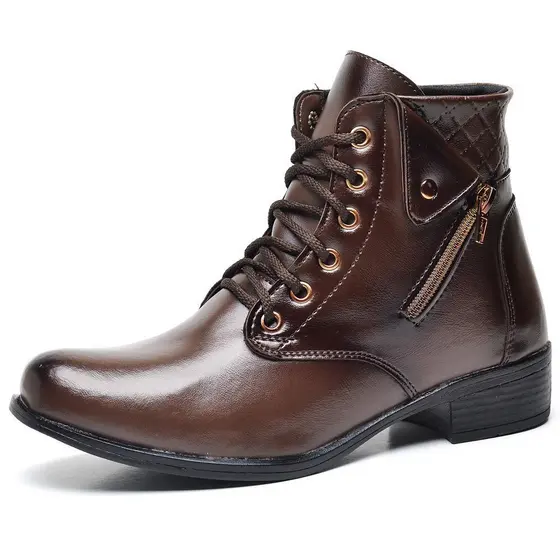 Bota Feminina Coturno Capuccino Com Zíper Lateral Cano Curto Coturno Feminino Blogueira Macio Calce Fácil Premium