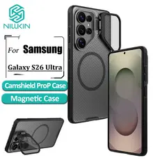 Nillkin TPU + PC Capa De Telefone De Metal Para Samsung Galaxy S26 Ultra Textura De Sarja Lente De Câmera Suporte Magnét