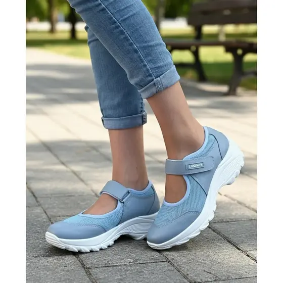 Sapatos Femininos Aberto Tênis Boneca Lirom Fashion Confortável Sola Anatômico Semi Ortopédico Leve Em Couro Legitimo