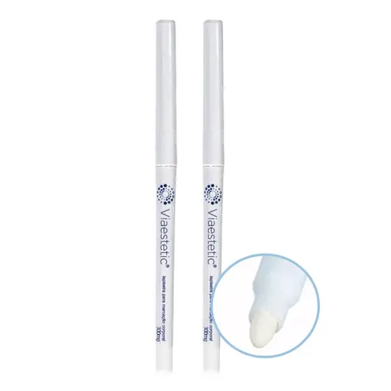 Kit 2 Lapiseira Retrátil Marcação Corporal Lápis Branco Via Estetic