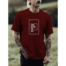 Camiseta Masculina Frase Pense Fora da Caixa 100% Algodão Várias Cores
