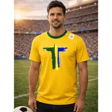 Camiseta Masculina BR Estampa Cristo Costas BRASIL Blusa 100% algodão Lançamento malha macia 26.1 Unissex