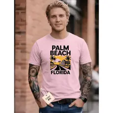 Camiseta Masculina PALM BEACH na Florida Camisa 100% algodão malha 26.1