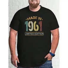 Camiseta Masculina Plus Size MADE IN 1961 Anos 60 Camisa Retro Tamanho G1 G2 G3 100% Algodão