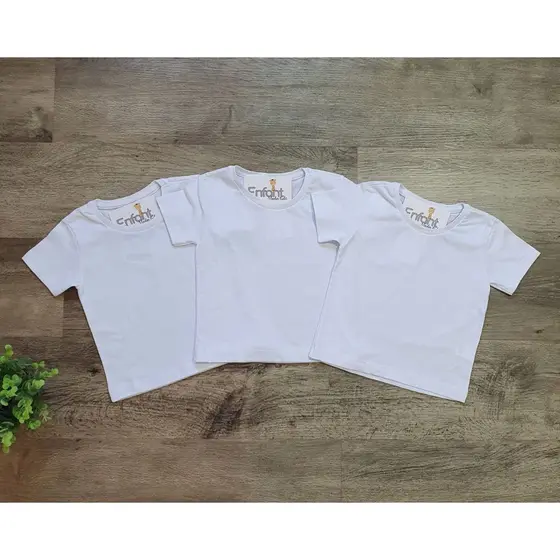 Kit 3 Camisetas Infantil Branca Básica Lisa Tam 1 Ao 3
