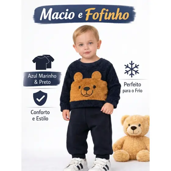 Conjunto Infantil Menino Inverno Roupa Bebe Conjunto Moletom