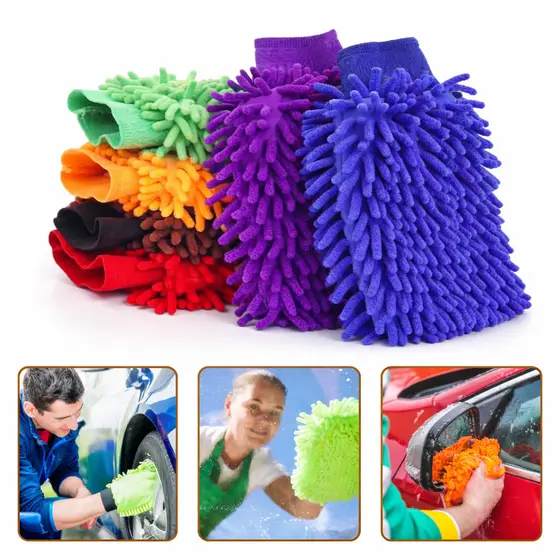 Kit com 10 Unidades Luva Microfibra Multiuso Pano Para Limpeza Geral e Carros