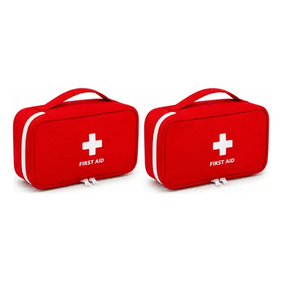 Kit 2 Necessaire Organizadora Pequena Porta Medicamentos Viagem Vermelha