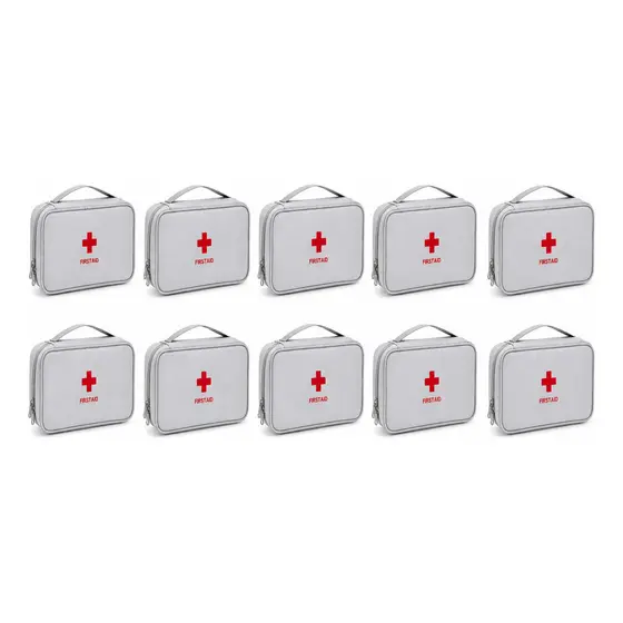 Kit 10 Bolsa Porta Remédios Pequena Primeiros Socorros Cinza
