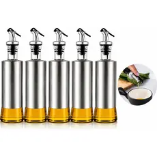 Kit 5 Azeiteiro Galheteiro Vidro Dosador Inox Porta Azeite Vinagre