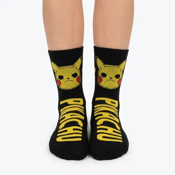 Meia Divertida Cano Longo Estampada frio Personagem Pikachu Tamanho Unico 35 a 44