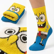 Meia Divertida Cano Longo Estampada frio Personagem Bob espoja Unico 35 a 44