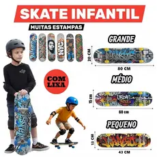 Skate Infantil Semi Profissional Shape Suporta 50kg Menina Brinquedo de menino colorido